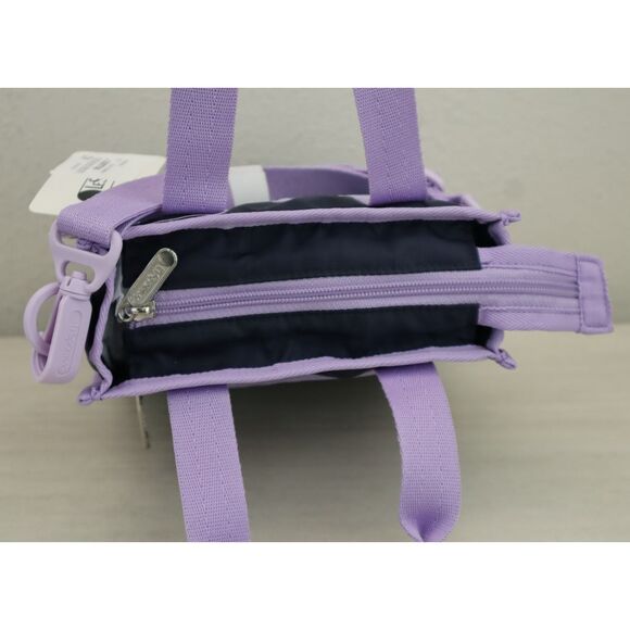 LeSportsac 1636 Women's Navy Blue/Lavender Top Mini North/South Tote Bag - Picture 9 of 13